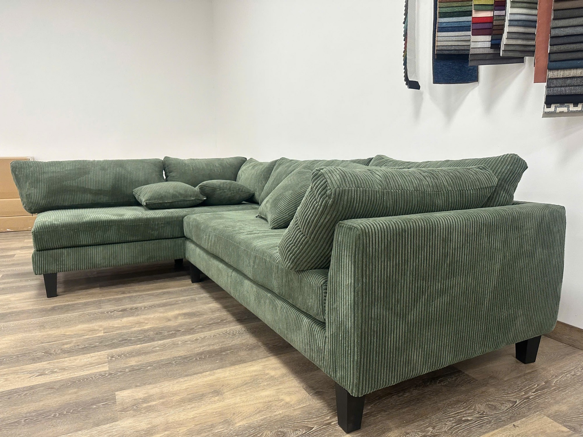 SOFA GÓC L VẢI GÂN XANH - ảnh 1